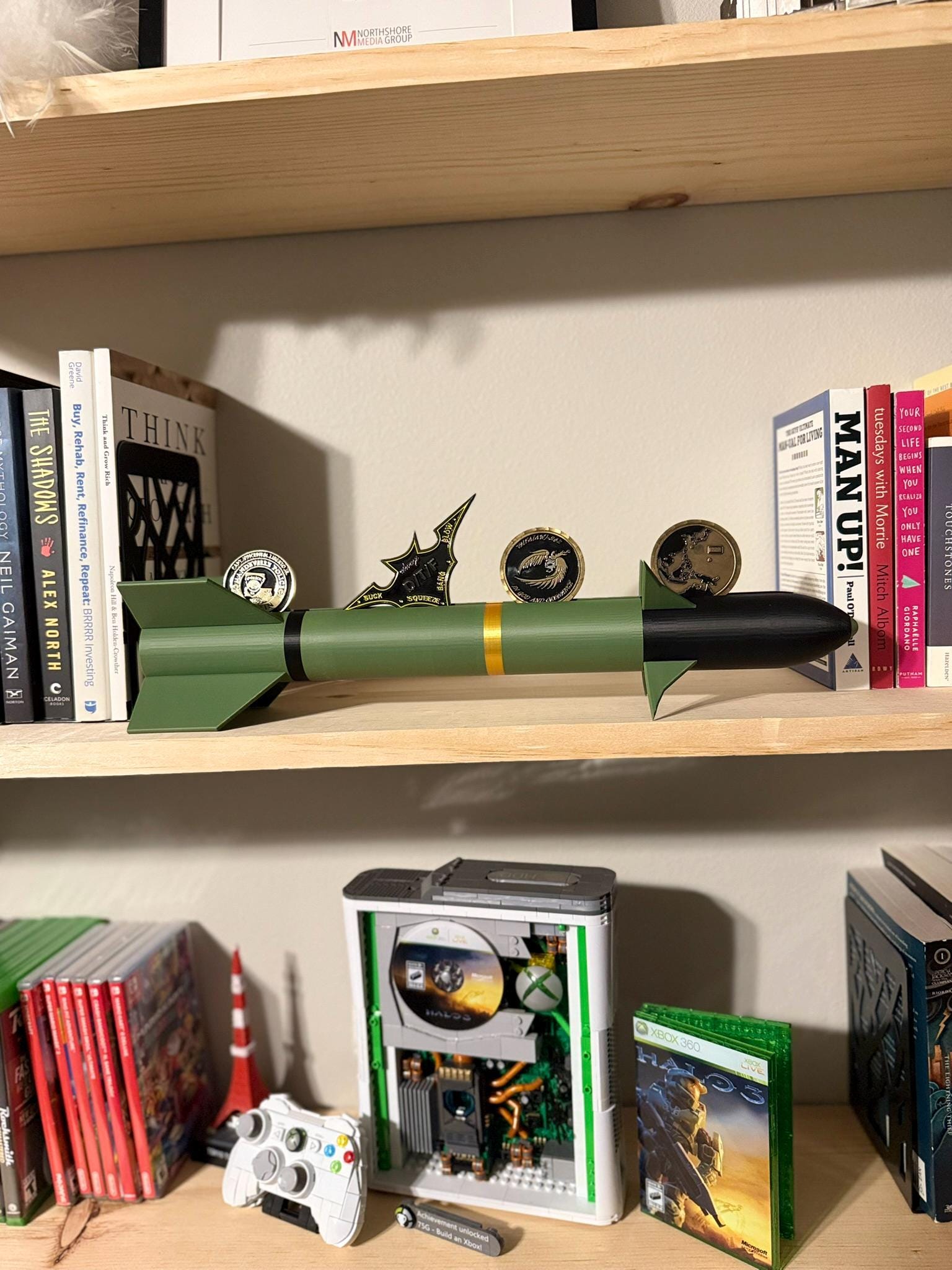 AIM-9M Sidewinder Missile Challenge Coin Display Holder – Military Decor, Veteran Gift, Customizable Coin Stand