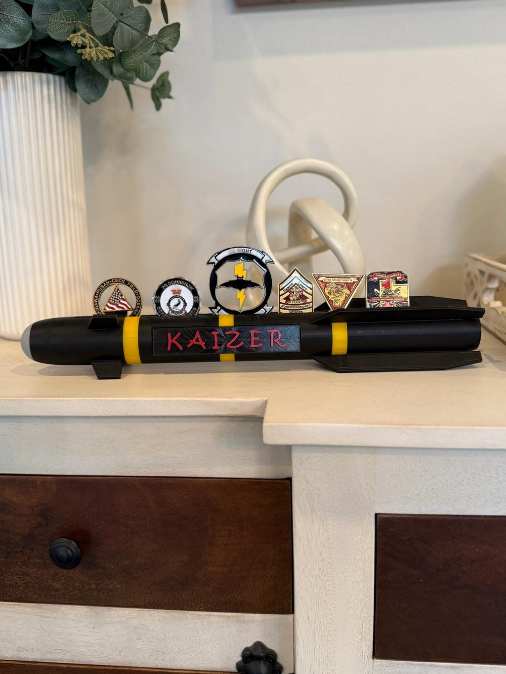 Hellfire Missile Challenge Coin Display: Military Veteran Gift