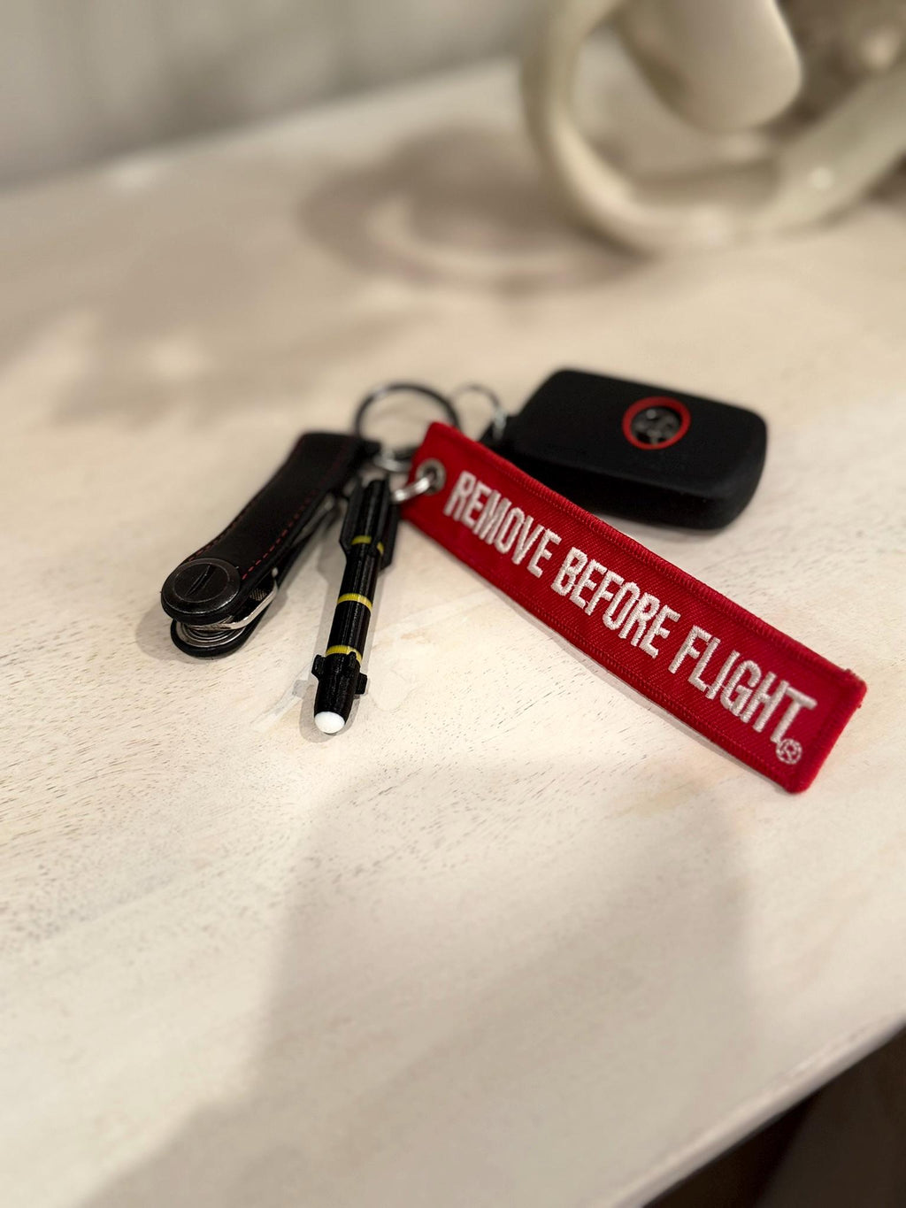 Hellfire Missile Keychain: 3D Printed Aviation Gift with Remove Before Flight Tag