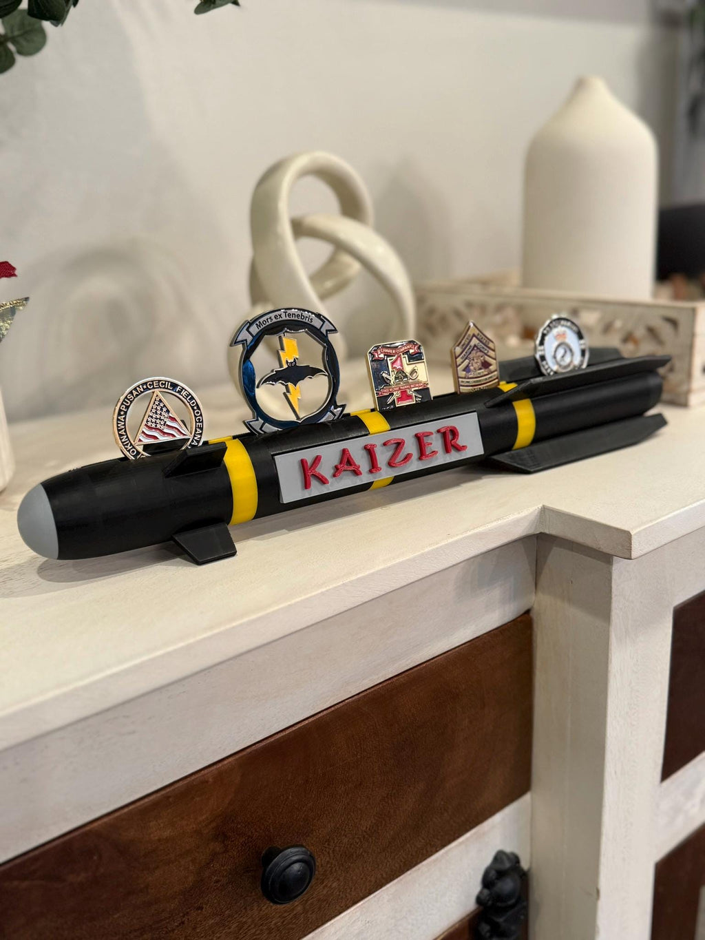 Hellfire Missile Challenge Coin Display: Military Veteran Gift