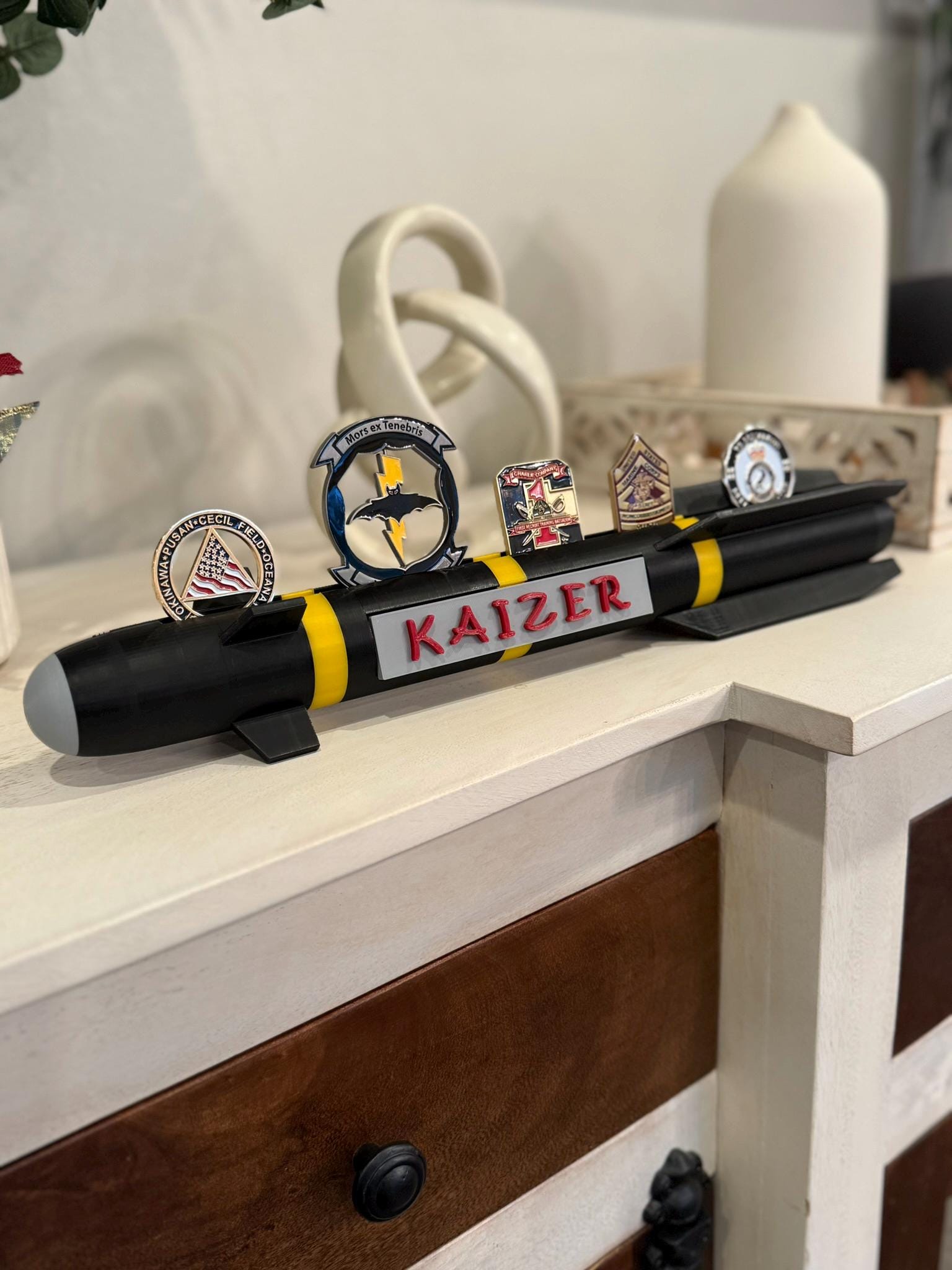 Hellfire Missile Challenge Coin Display: Military Veteran Gift