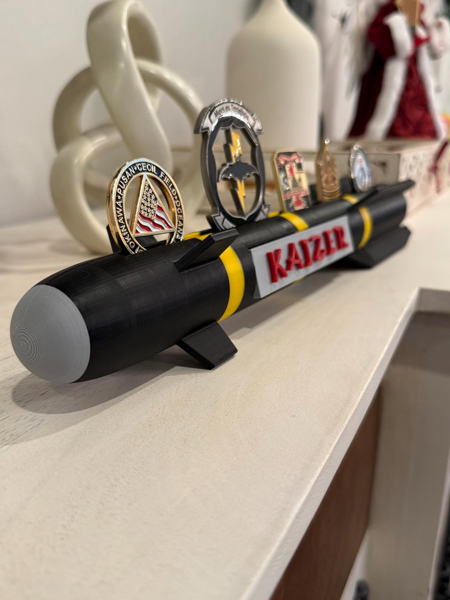 Hellfire Missile Challenge Coin Display: Military Veteran Gift