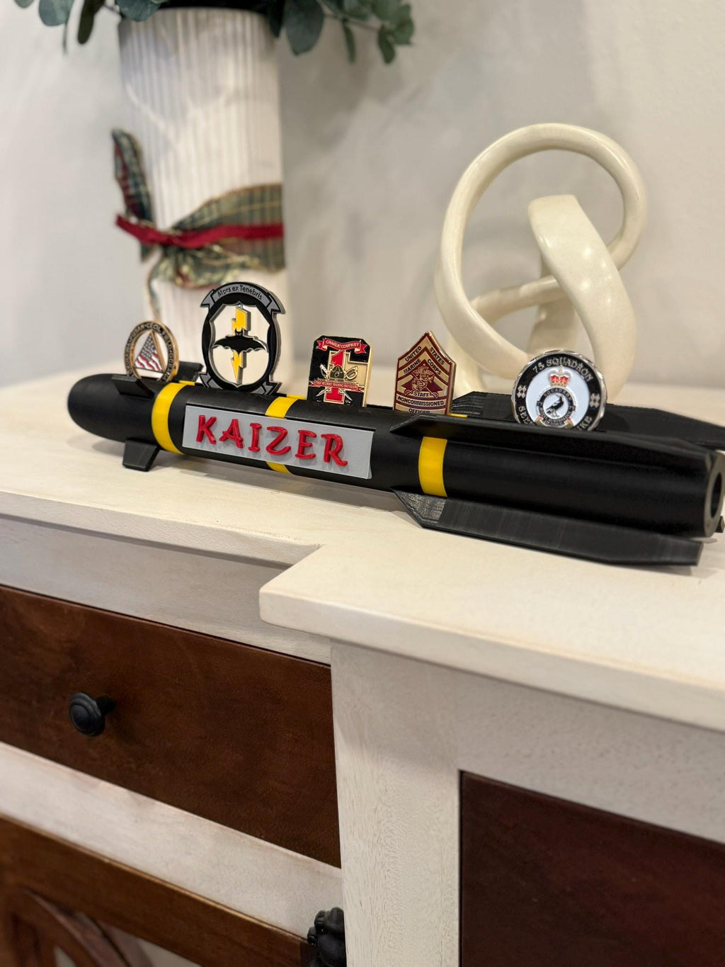 Hellfire Missile Challenge Coin Display: Military Veteran Gift