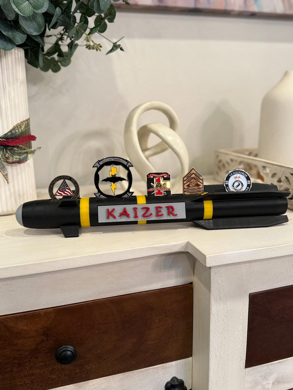 Hellfire Missile Challenge Coin Display: Military Veteran Gift