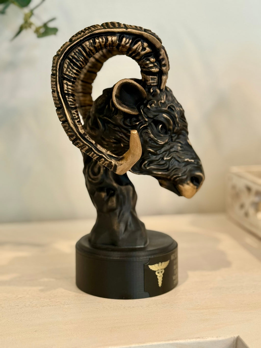Custom Navy Chief Goat Head Sculpture: Hand-Painted USN Retirement Gift