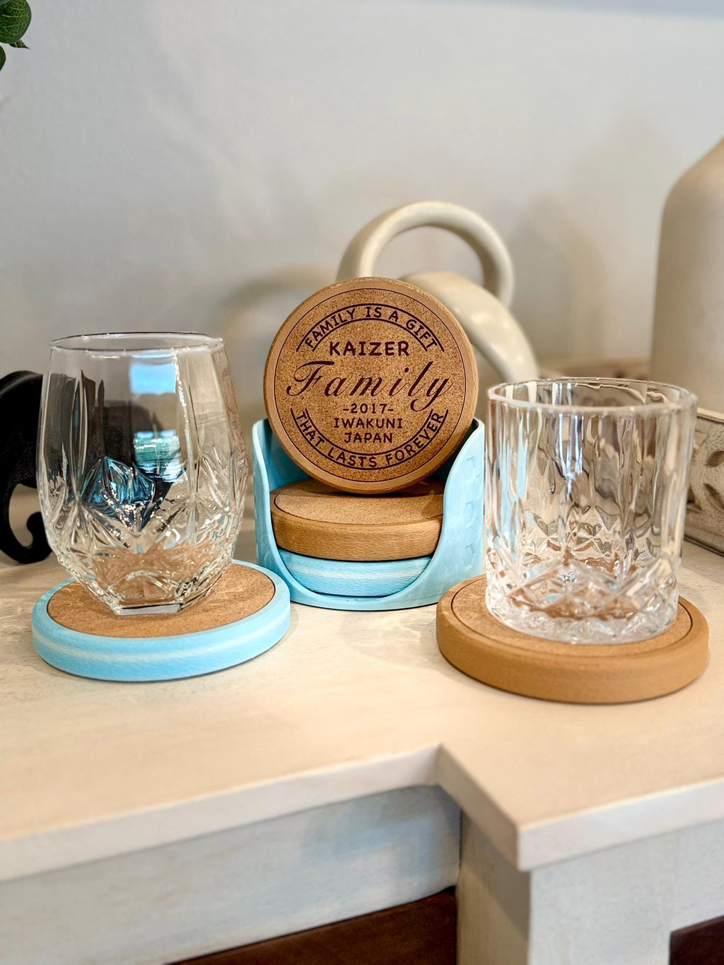 Custom Engraved Coaster Set: 3D Printed, Magnetic Bottle Opener, USA Made