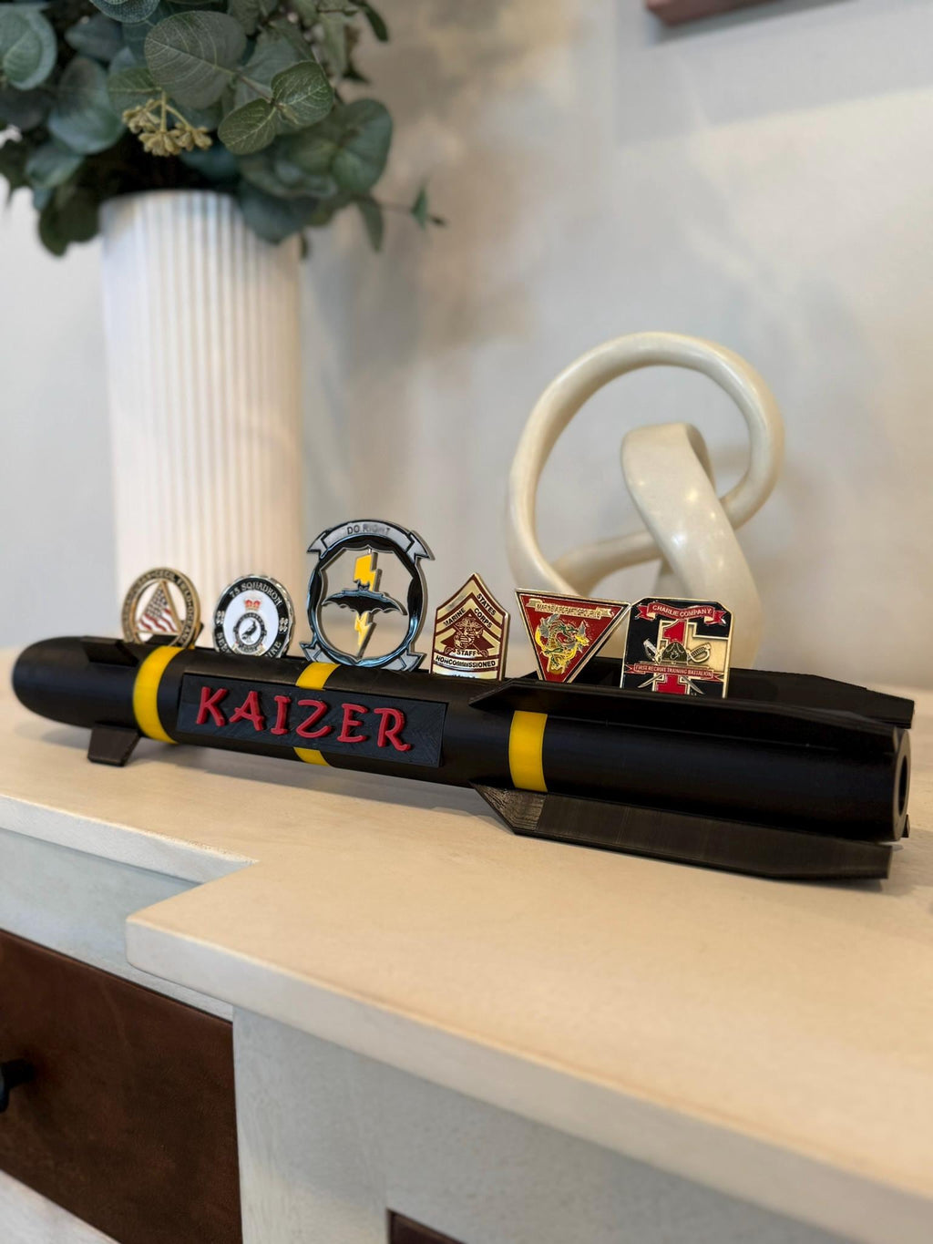 Hellfire Missile Challenge Coin Display: Military Veteran Gift