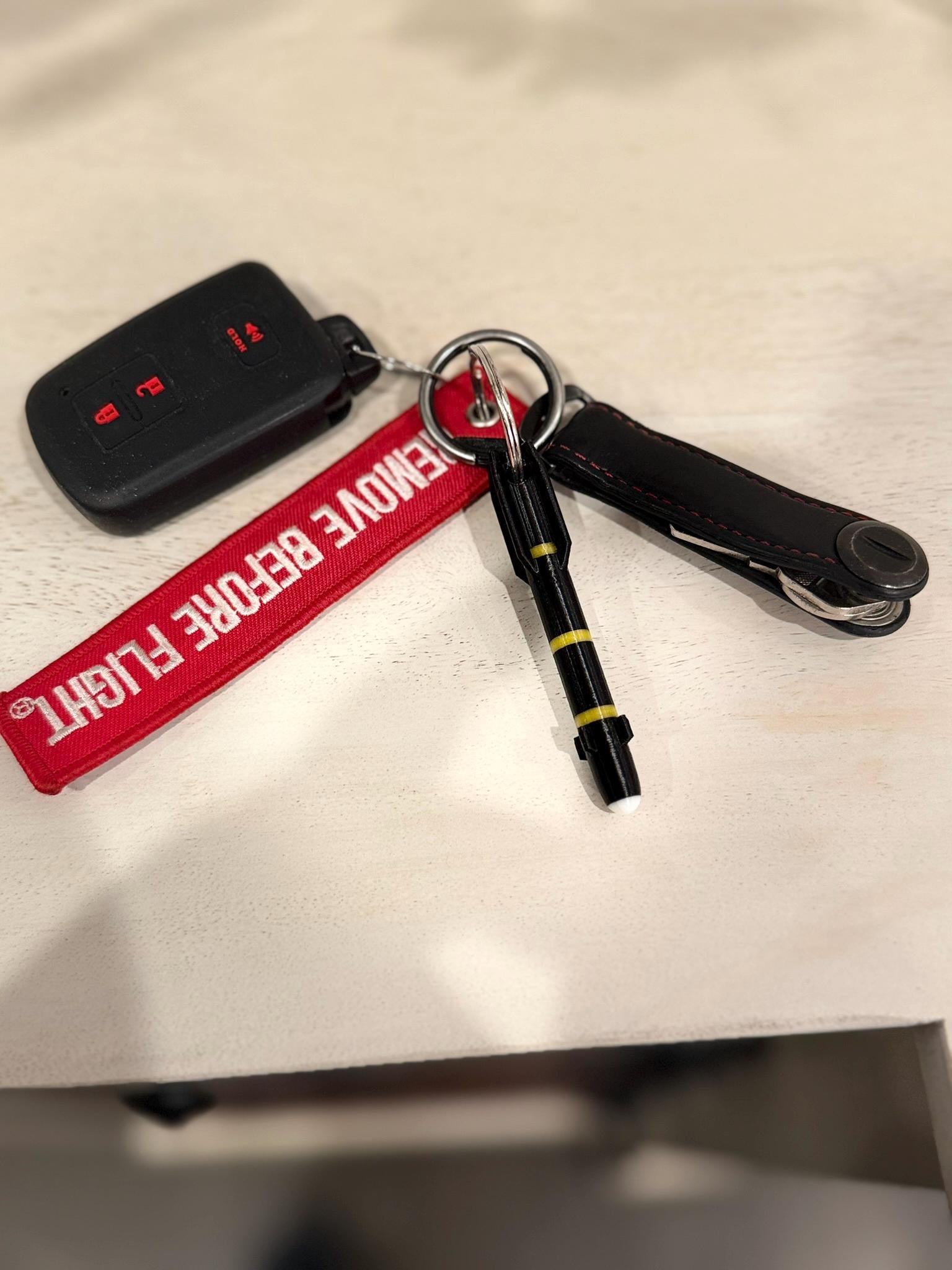 Hellfire Missile Keychain: 3D Printed Aviation Gift with Remove Before Flight Tag