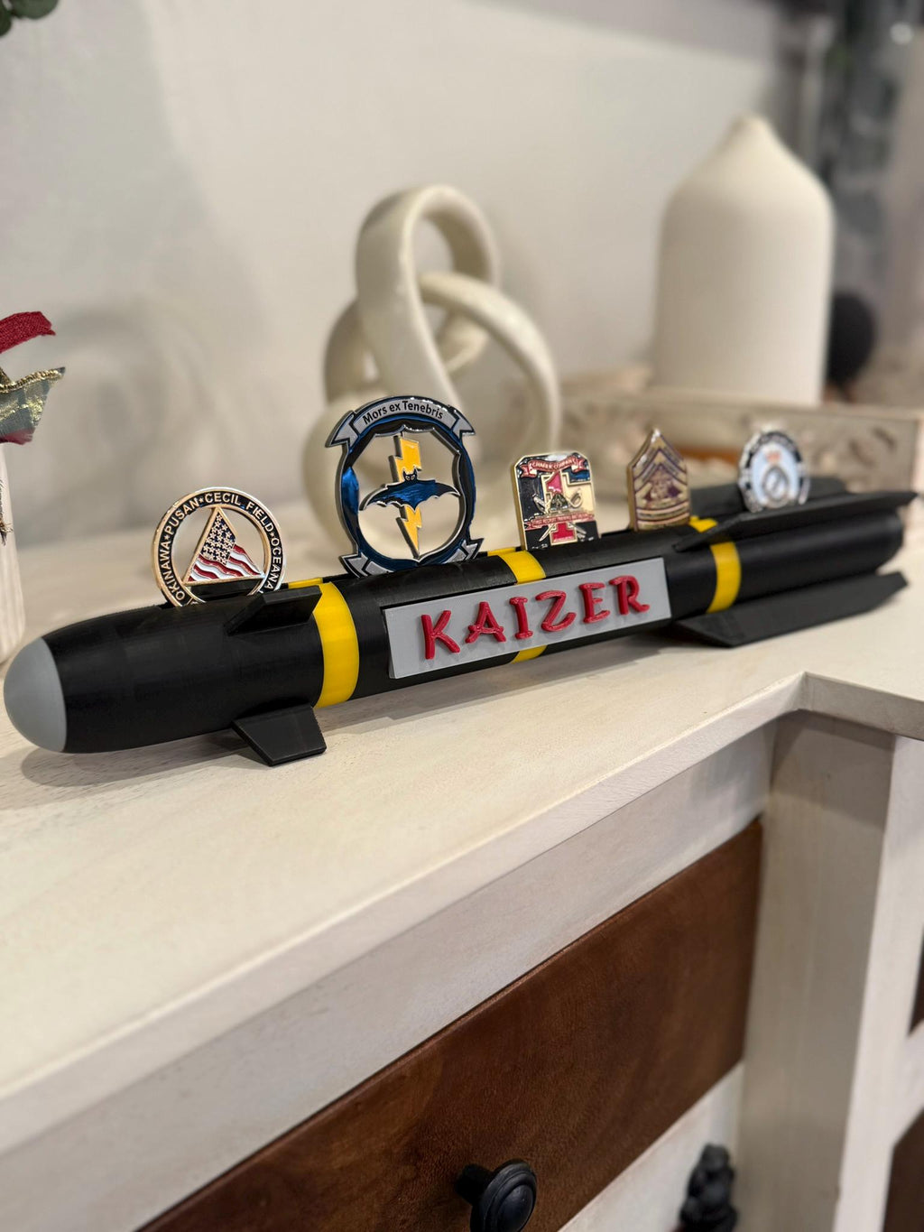 Hellfire Missile Challenge Coin Display: Military Veteran Gift