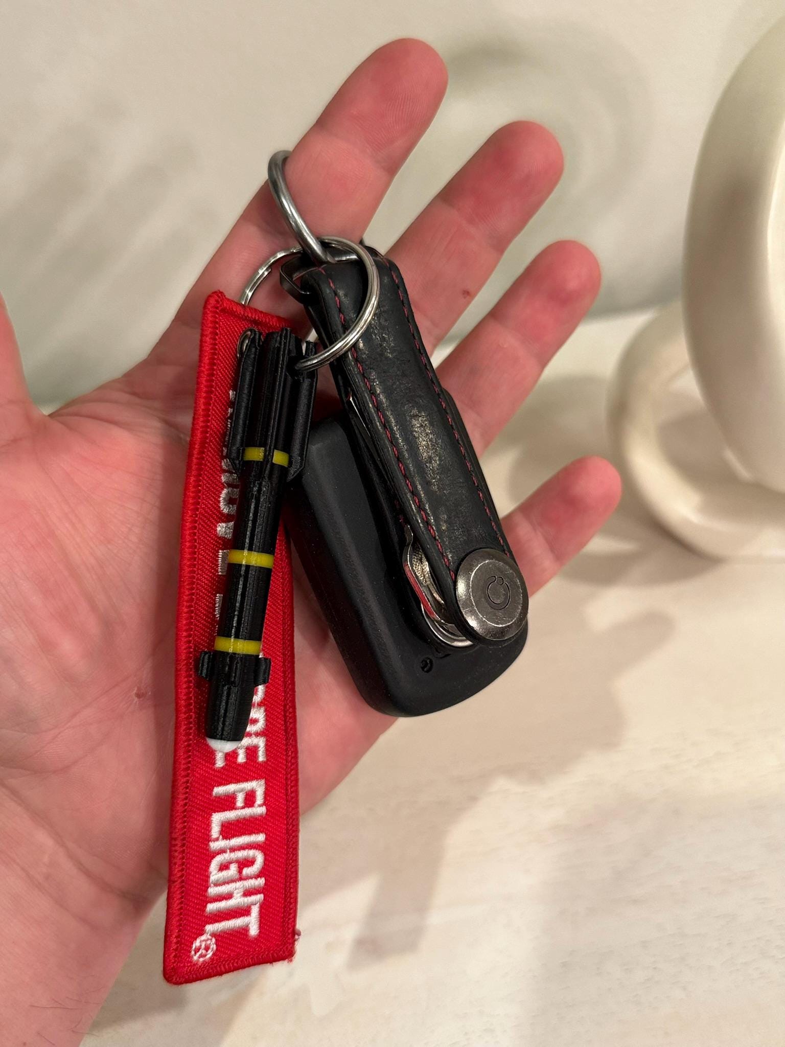 Hellfire Missile Keychain: 3D Printed Aviation Gift with Remove Before Flight Tag